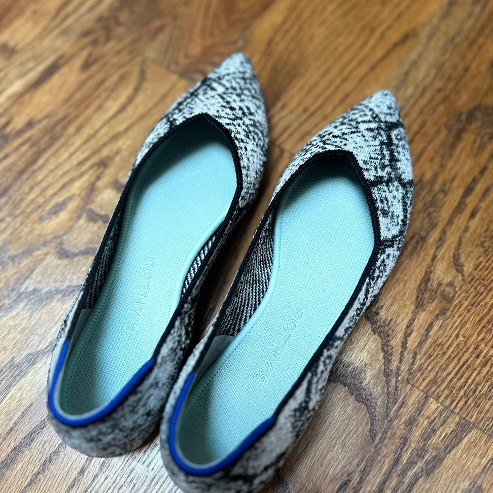 Rothy's Black And Gray Python Point Ii Flats 7.5 - image 4